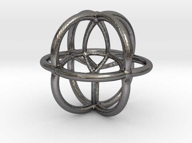 Coxeter Polytope Bead - Scientific Math Art Pendan in Polished Nickel Steel