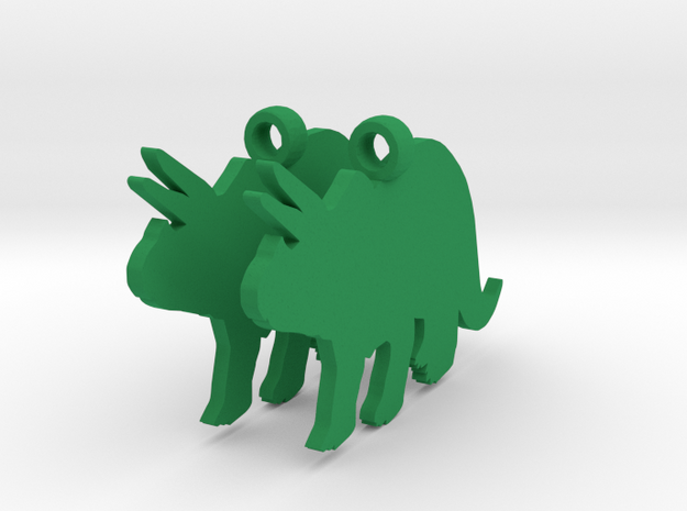 Triceratops earrings in Green Processed Versatile Plastic