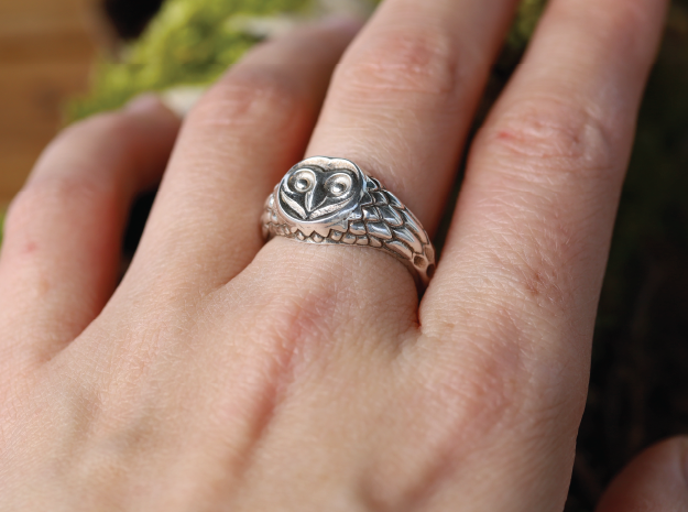Owl Ring - Spirit Animal - Signet Ring Style in Antique Silver