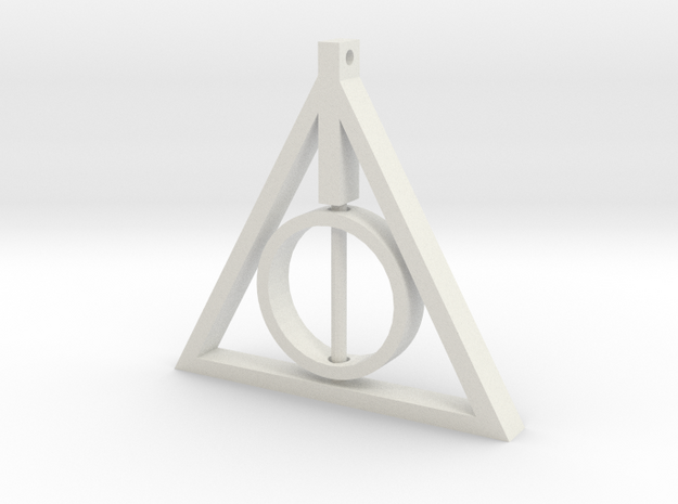 Deathly Hallows Rotating Pendant in White Natural Versatile Plastic