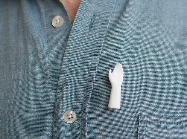 High Five Pin- Left Hand in White Processed Versatile Plastic