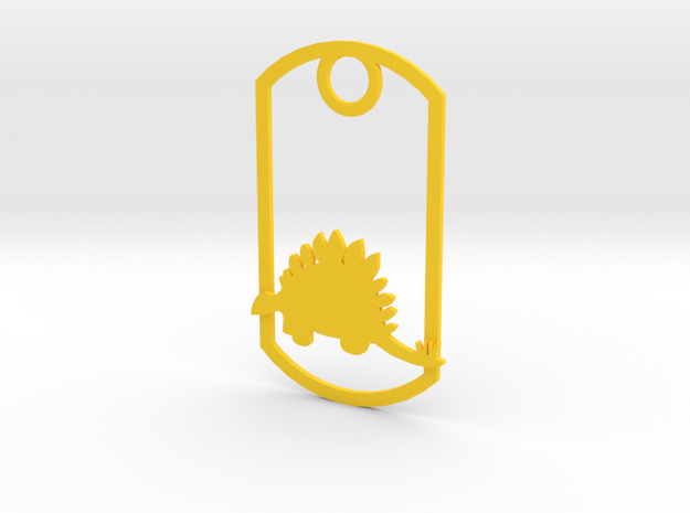 Stegosaurus dog tag in Yellow Processed Versatile Plastic