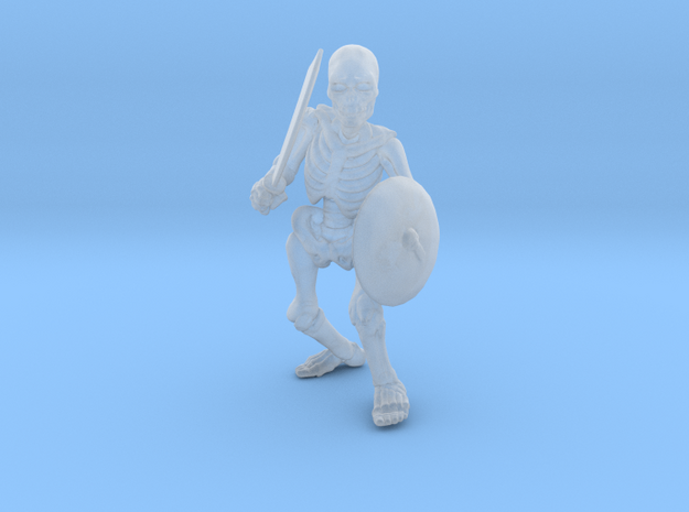 Skeleton sword shield miniature model fantasy game in Smooth Fine Detail Plastic