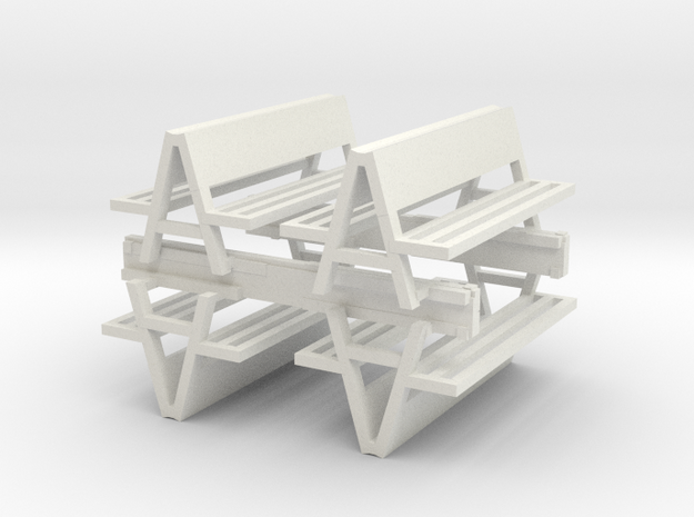 Benches in White Natural Versatile Plastic