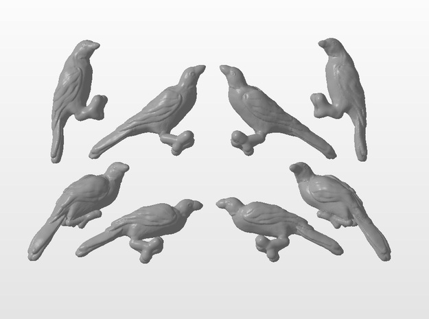 Red-Billed Oxpecker Set 1:16 eight pieces in Tan Fine Detail Plastic