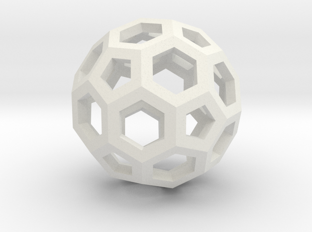 Truncated Icosahedron in White Natural Versatile Plastic