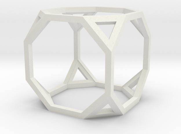 Truncated Cube in White Natural Versatile Plastic