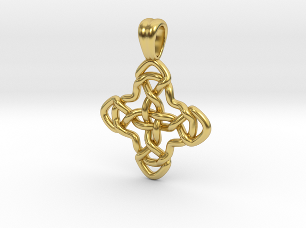 Celtic double cross [Pendant] in Polished Brass