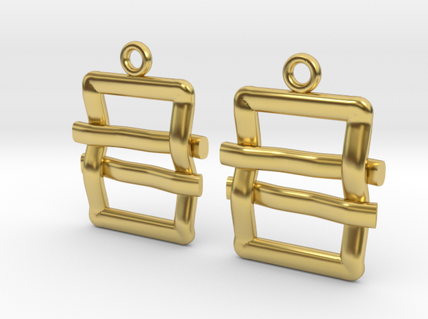 Square knot [Earrings] in Polished Brass