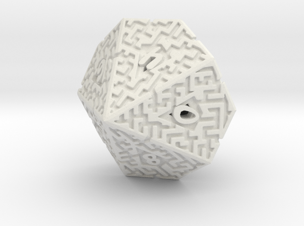 10 Sided Maze Die in White Natural Versatile Plastic