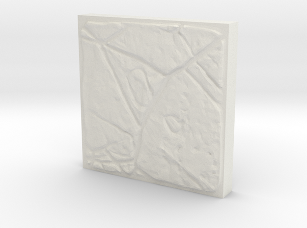 A single unique dungeon tile (3cm x 3cm) in White Natural Versatile Plastic