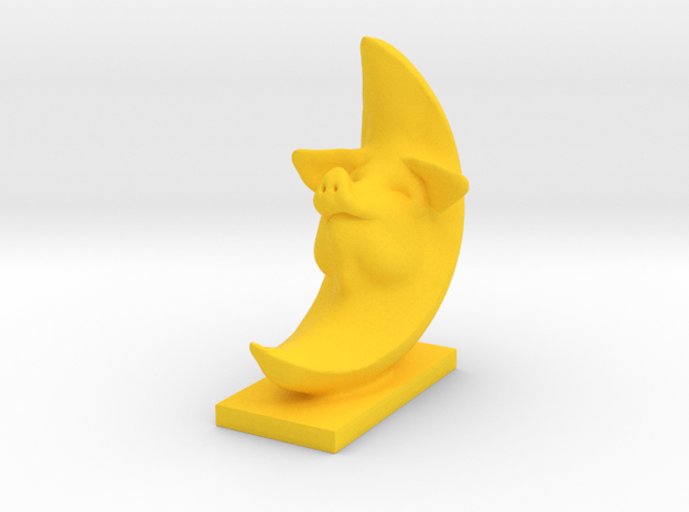 Pig In The Moon 4 inches tall in Yellow Processed Versatile Plastic