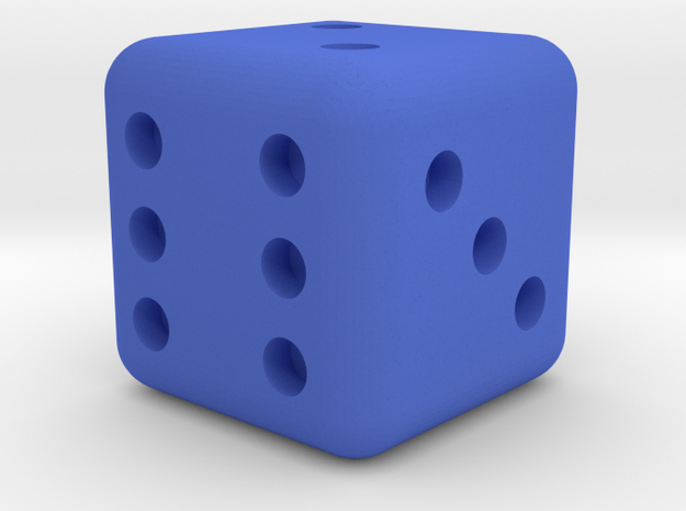 6 sided dice (d6) rounded edges 20mm in Blue Processed Versatile Plastic