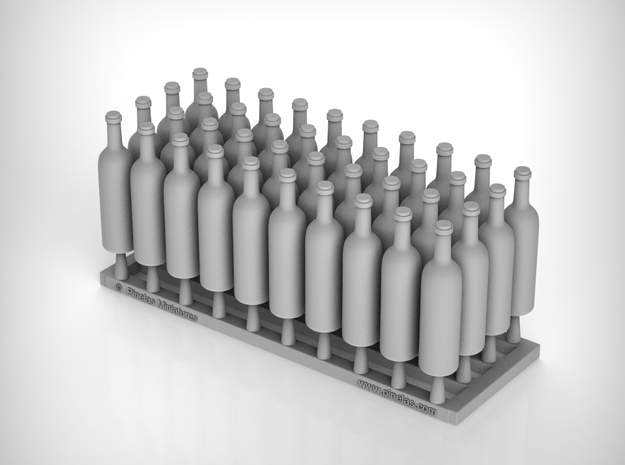 Wine Bottles Ver01. 1:12 Scale x40 units in Tan Fine Detail Plastic