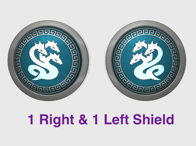 Hydra Legion - Round Power Shields (L&R) in Tan Fine Detail Plastic: Small