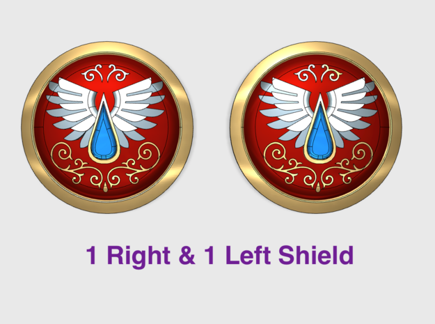 Angel Tears - Round Power Shields (L&R) in Tan Fine Detail Plastic: Small