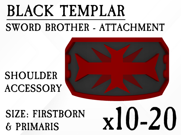 10-20x Black Templar shoulder plates in Tan Fine Detail Plastic: Small