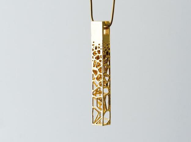 Voronoi Gradient Bar Pendant in 14k Gold Plated Brass