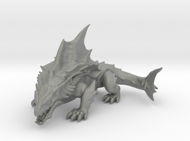 Dragon Shark 88mm miniature model fantasy game dnd in Gray PA12