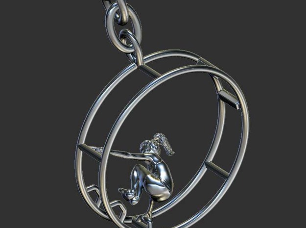  Keychain Spiral Monkey Pose  in Natural Brass (Interlocking Parts)