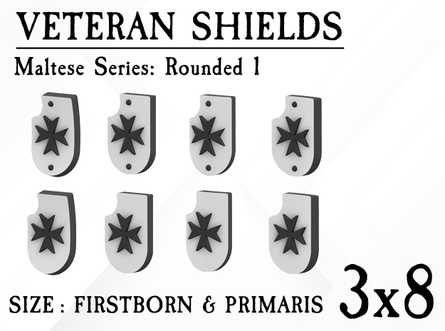 24X Veteran shields. Black Templar, Round 1 in Tan Fine Detail Plastic: Small