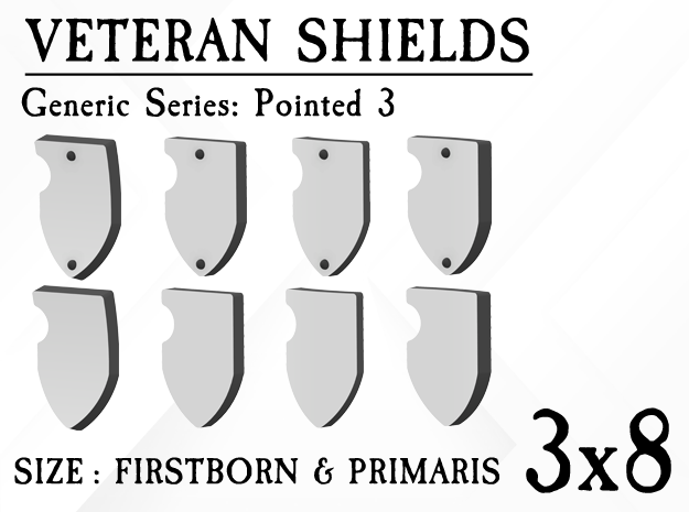 24x Veteran shields. Generic, Point 3 in Tan Fine Detail Plastic: Small