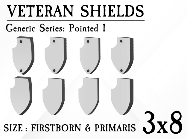 24x Veteran shields. Generic, Point 1 in Tan Fine Detail Plastic: Small