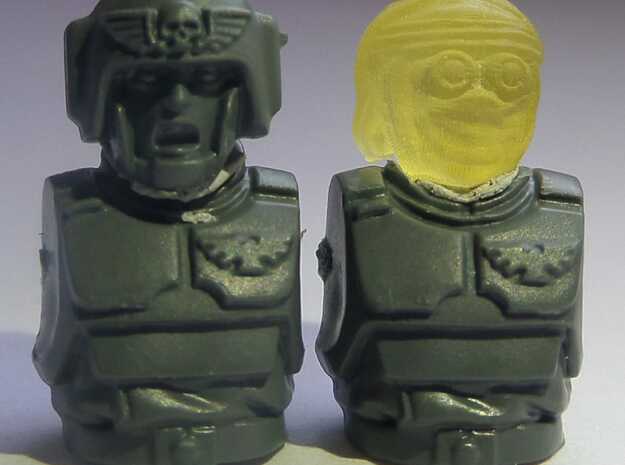  Imperial Soldier Heads With Desert Headgear 4 in Clear Ultra Fine Detail Plastic