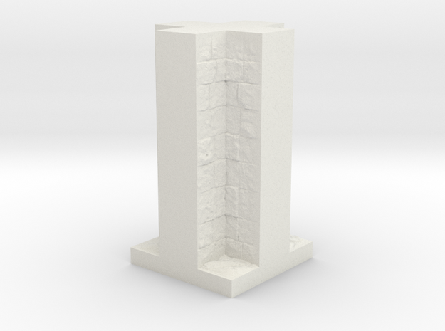 A modular dungeon cross wall tile in White Natural Versatile Plastic