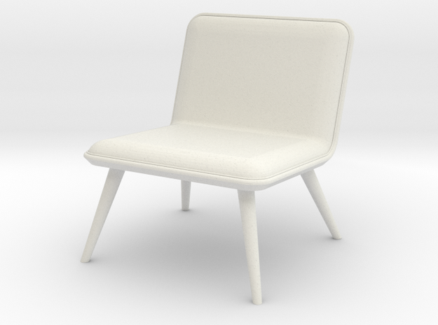 1:12 Miniature Spine Lounge Wood Base Chair in White Natural Versatile Plastic