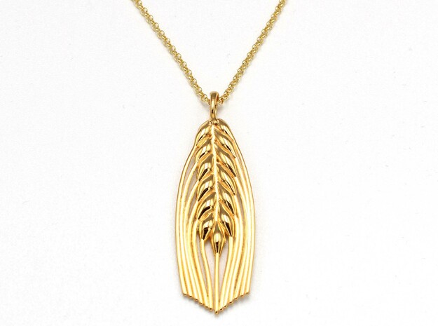 Barley Pendant - Botanical Jewelry in 14k Gold Plated Brass