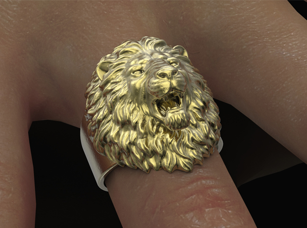 Lion Ring No.6_Mouth Open_8 US in Natural Brass