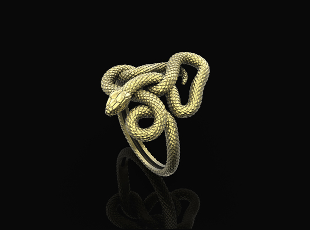 Snake Ring_6 US in Natural Brass