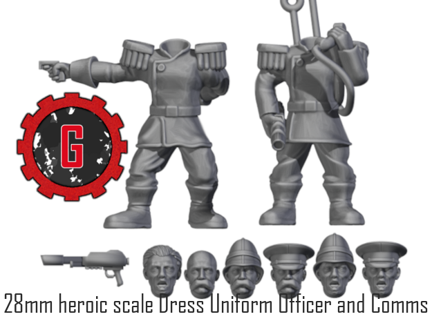 28mm Heroic Scale Officer and Comms Sergeant in Tan Fine Detail Plastic