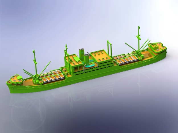 IJA Settsu Maru Landing Craft Depot Ship 1/600 in Tan Fine Detail Plastic