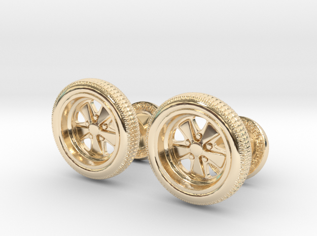 Cufflinks_Porsche_Fuchs_Pair_V1 in 14k Gold Plated Brass
