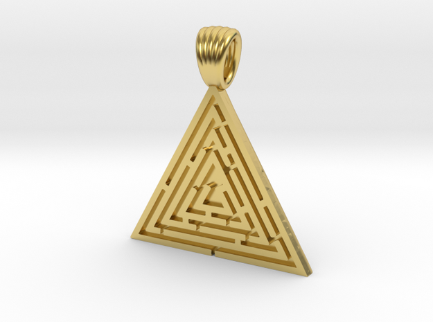 Triangle maze [pendant] in Polished Brass