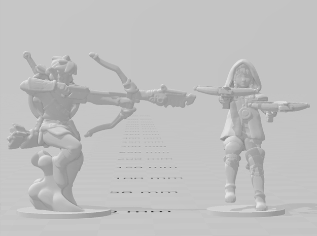 Linkle Dual Crossbows miniature model fantasy game in Tan Fine Detail Plastic