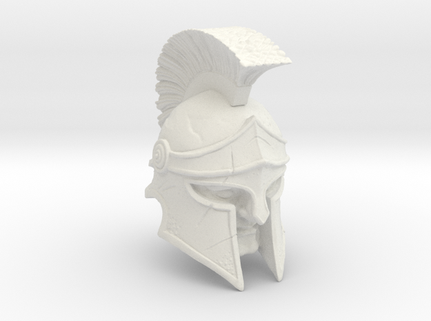 Spartan Helmet (damaged+crest) Origins in White Natural Versatile Plastic
