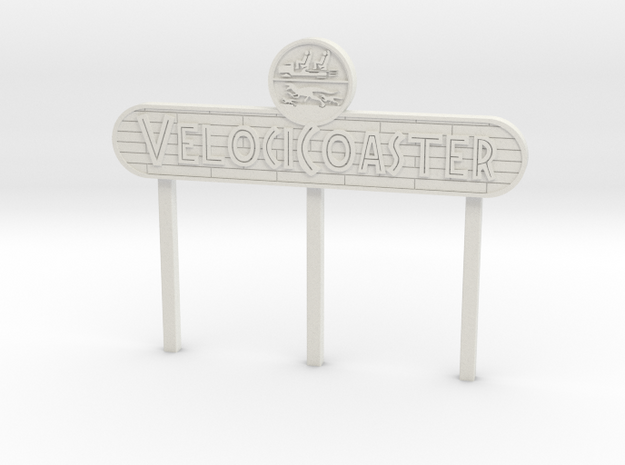 Modern Raptor Coaster Sign in White Natural Versatile Plastic