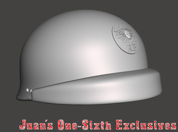 French Motorized Machine Gun Crest M37 Helmet  in Tan Fine Detail Plastic