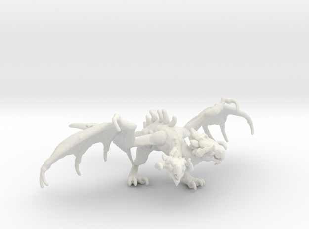 Two Headed Wyvern 157mm miniature model fantasy wh in White Natural Versatile Plastic