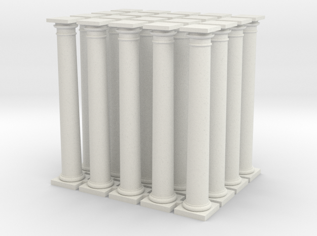 20 Columns 6 inches high in White Natural Versatile Plastic
