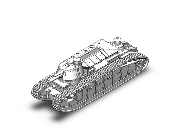 Char FCM 2C tank WW1-WW2 in Tan Fine Detail Plastic: 1:400