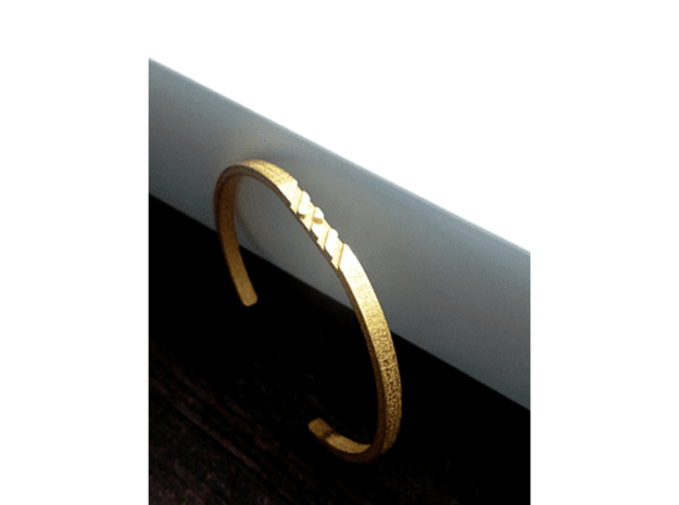 Striped Bangle 01 in Natural Brass: Large