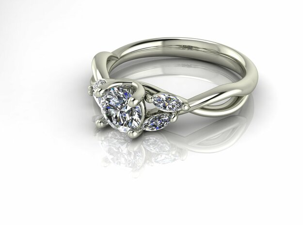 Crossover Solitaire with Marquise size 7.5 NO STON in Fine Detail Polished Silver