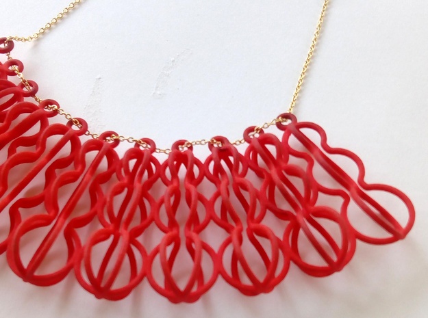 Wave necklace in Red Processed Versatile Plastic