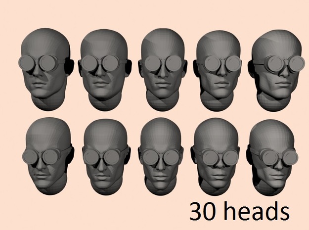 28mm goggles bald heads in Tan Fine Detail Plastic