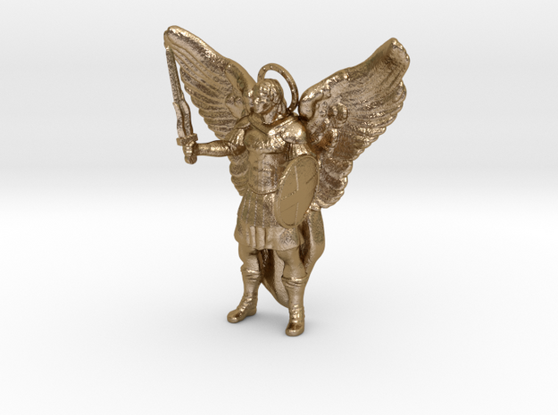 Archangel Michael Pendant in Polished Gold Steel