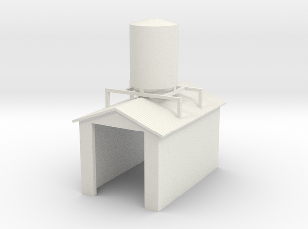 'S Scale' - Loadout Building with Corrugated Roof in White Natural Versatile Plastic